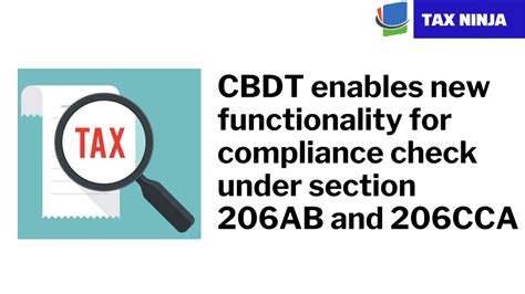 Cbdt Enables New Functionality For Compliance Check Under Section 206ab