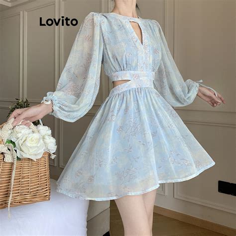 Lovito Vestido Feminino Elegante Recorte Floral E Bainha