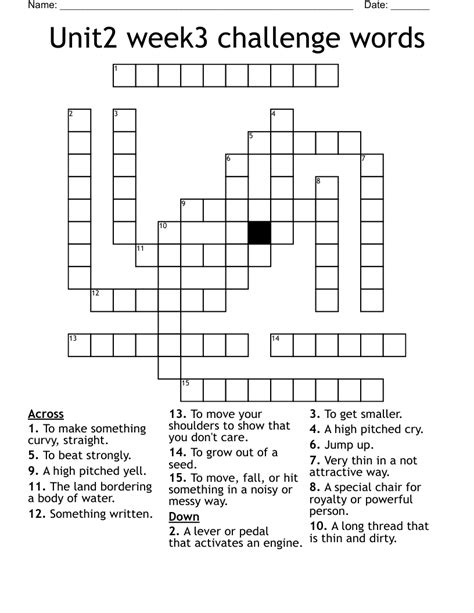 Unit2 Week3 Challenge Words Crossword WordMint