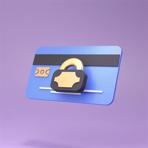 Premium Photo Credit Card With Lock D Render