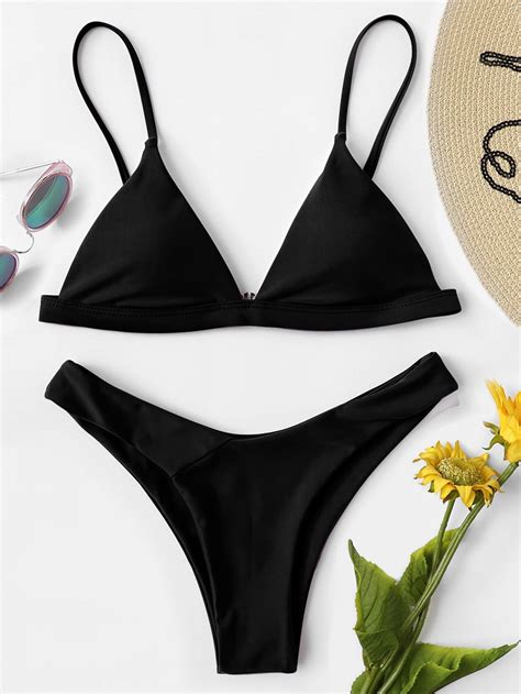 Bañador bikini cortado alto unicolor Moda de Mujer SHEIN México