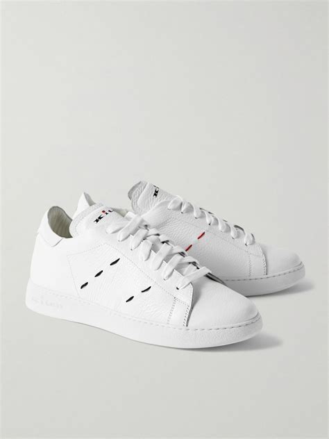 Kiton Textured Leather Sneakers White Kiton