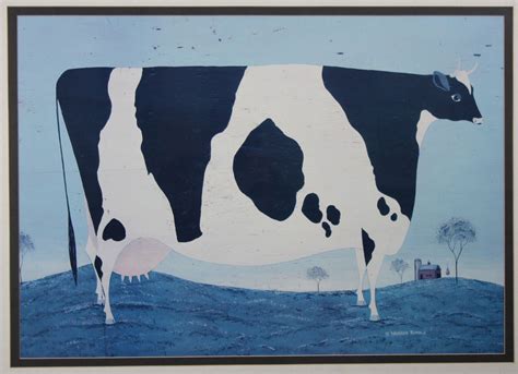 Vermont Cow By Warren Kimble Folk Art Print Framed 37 X 29 Americana