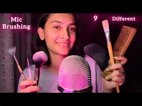 ASMR MIC FACE BRUSHING With 9 Different Brushes MIC TRIGGER ASSORTMENT