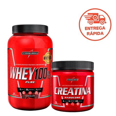 Whey Protein Concentrado 100 900gr Pote Creatina 300g Integralmedica