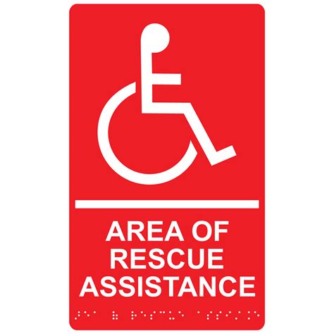 Ada Area Of Rescue Assistance Braille Sign Rre Whtonred