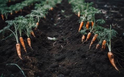 Zanahorias Que Crecen En Un Campo Con La Palabra Zanahorias En La Parte