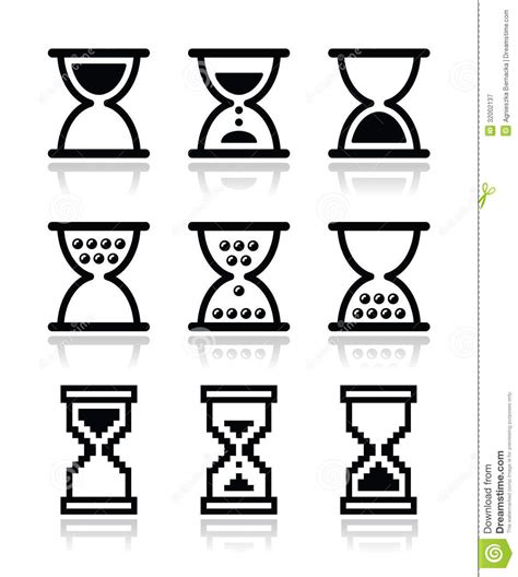 Sandglass Set Icons Isolated On White Background Time Hourglass In Flat Style Sandclock Set