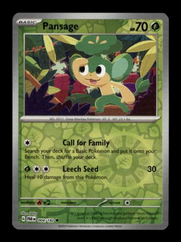 Pansage 004 182 SV04 Paradox Rift Reverse Holo Common Pokemon EBay