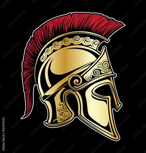 Gladiator Spartan Helmet Vector Illustration Stock Vector | Adobe Stock