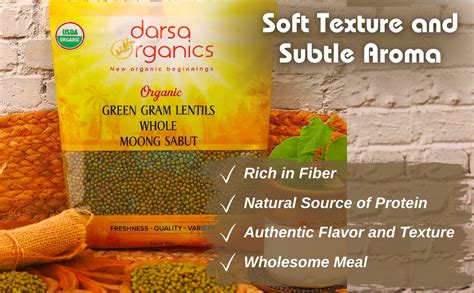 Amazon Darsa Organics Whole Moong Dal For Sprouts Or Cooking 4 Lb