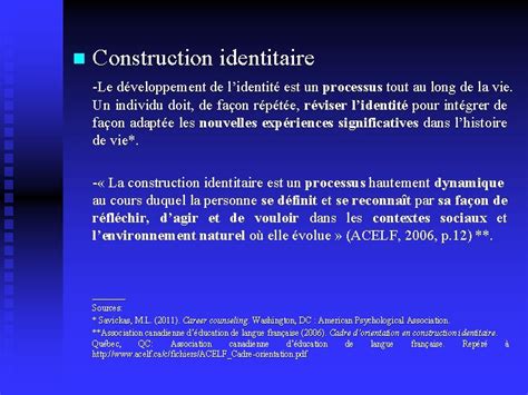 La Construction Identitaire Chez Les Adultes En Formation