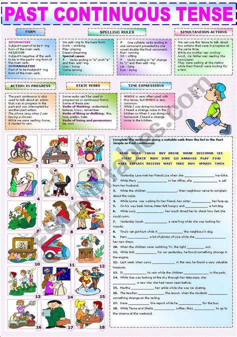 Past Simple Past Continuous Worksheets