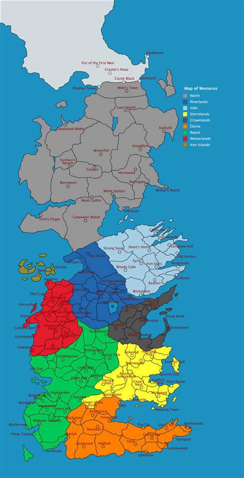 Westeros Map With Cities