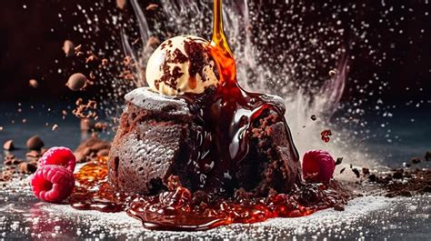 Premium AI Image | Chocolate fondant with ice cream