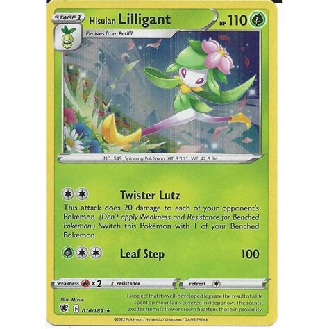 Pokemon Trading Card Game 016 189 Hisuian Lilligant Rare Holo Card