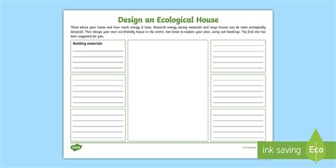 Design An Ecological House Worksheet Worksheet Twinkl