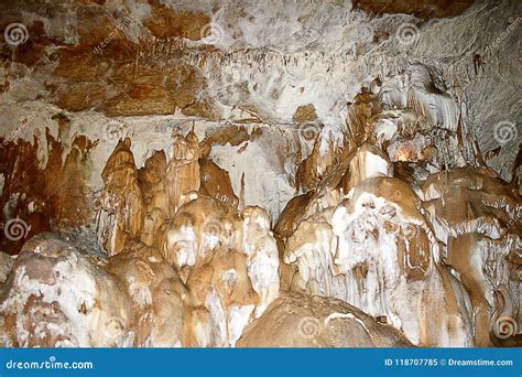 Stalactite And Stalagmite Formations In The Cave Of Crimea Stock Image