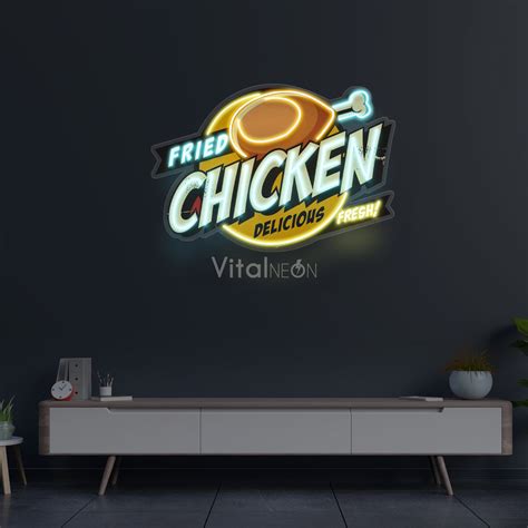 Fried Chicken Neon Sign Chicken Shop Led Sign Custom Chicken