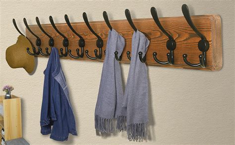 Amazon Dseap Wall Mounted Coat Rack With Tri Hooks Wooden Coat