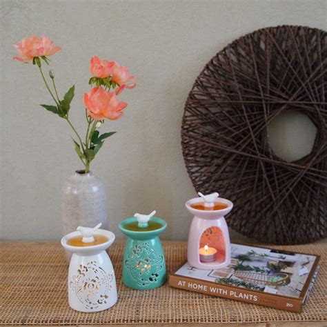 Pc Hollow Ceramic Essential Aromatherapy Oil Burner With Mini Bird