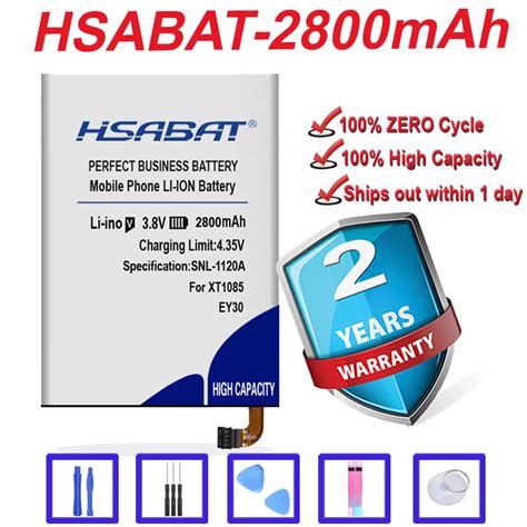 HSABAT 오리지널 휴대폰 교체 배터리 EY30 2800mAh 모토로라용 모토로라 모토 X 2 세대 XT1097