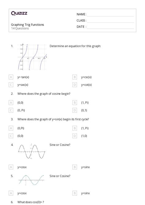 50 Graph Sine Functions Worksheets For 11th Year On Quizizz Free