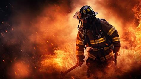 Premium AI Image Firefighter Battling Blaze