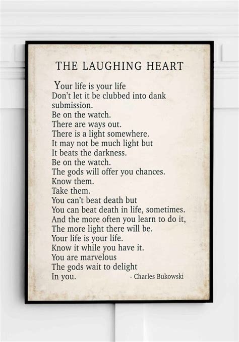 Charles Bukowski Poem Print The Laughing Heart Etsy