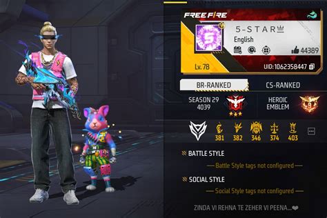 Star Gamings Free Fire Max Id Stats K D Ratio Headshots And