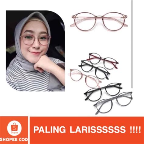 Jual Frame Kacamata Wanita Pria Bulat Vintage Gaya Korea Paket Lensa