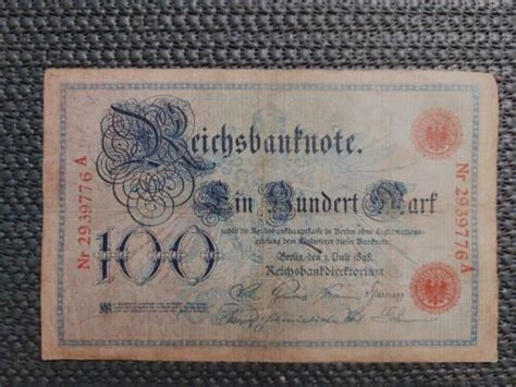 Reichsbanknote Mark Rotes Siegel Juli Sehr Gut Erhalten Ebay