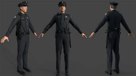 Police Officer Black 3d Model Cgtrader