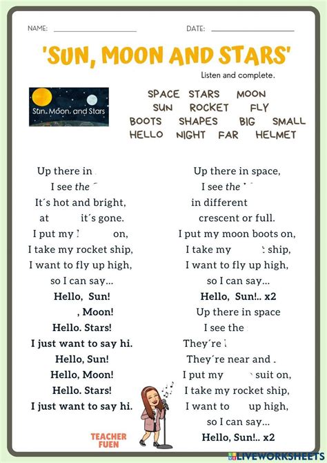 Cge U The Sun Earth Moon And Stars Worksheet Live Worksheets