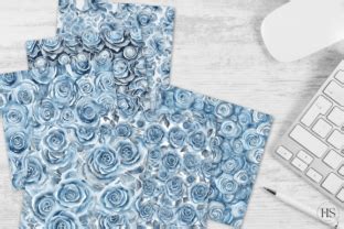 Romantic Blue Roses Digital Paper Pack Graphic By Heyv Studio