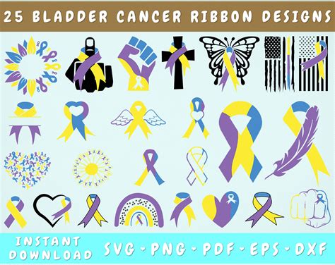 Bladder Cancer Ribbon Svg Bundle Designs Bladder Cancer Clipart By