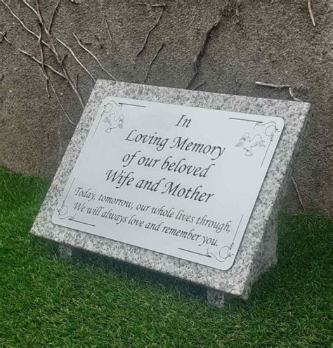 Personalised Grey Granite Memorial Grave Plaque Laser Engraved Any