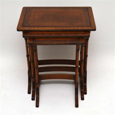 Antique Georgian Style Mahogany Leather Nest Of Tables Marylebone