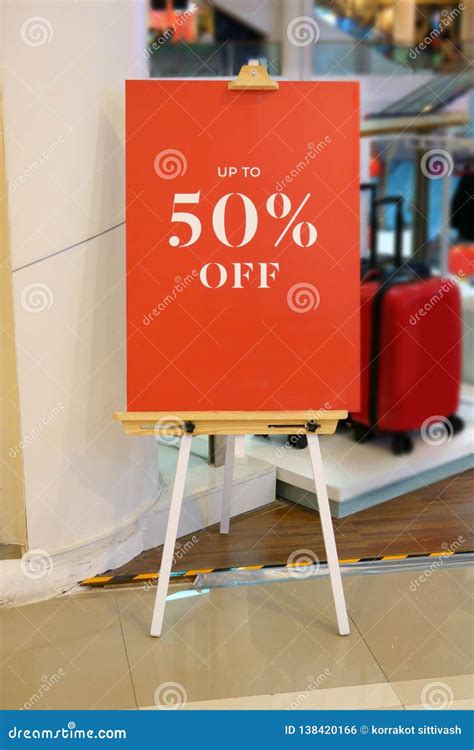 Store Discount Sign Stand Sale Sign Front Of Shop Stock Photo Image