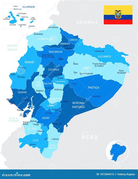 Ecuador Mapa Y Bandera Ejemplo Detallado Del Vector Stock De