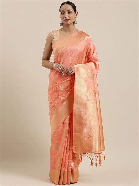 Peach Ethnic Motifs Sarees Buy Peach Ethnic Motifs Sarees Online In India