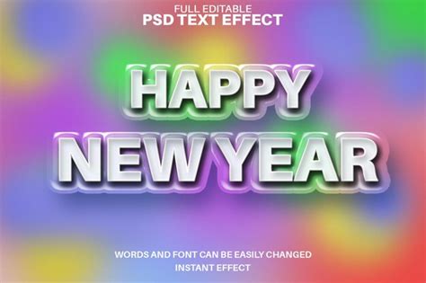 Feliz año nuevo efecto de texto editable Archivo PSD Premium