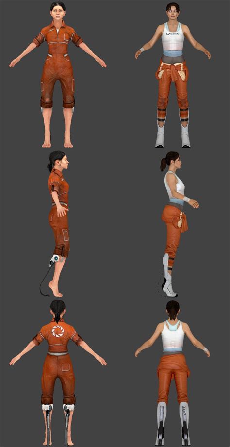 Chell Reference Sheet Both Portal And Portal 2 Portal Cosplay Portal Art Portal Game