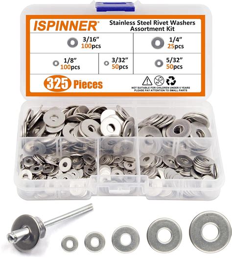 Ispinner Pcs Backup Rivet Washers Assortment Kit Stainless Steel