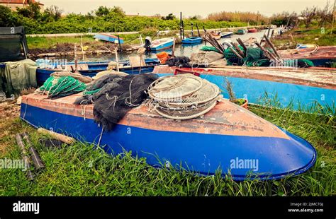 Fishing Boats And Fishing Nets Stock Photo Alamy