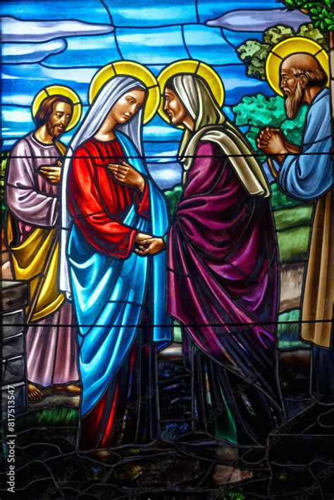 Stained Glass Window Representing The Visitation Of Marie And Elisabeth