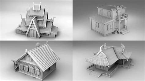 Traditional Buildings With Original Historical Features for 3D Printing