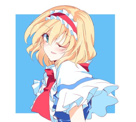 Safebooru 1girl D Alice Margatroid Bangs Blonde Hair Blue Background Blue Eyes Hairband