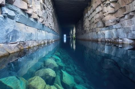 Premium AI Image | Underground reservoir filled with clear blue water