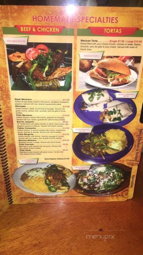 Menu Of Casa Fuentes Mexican Restaurant In Anderson Sc 29621